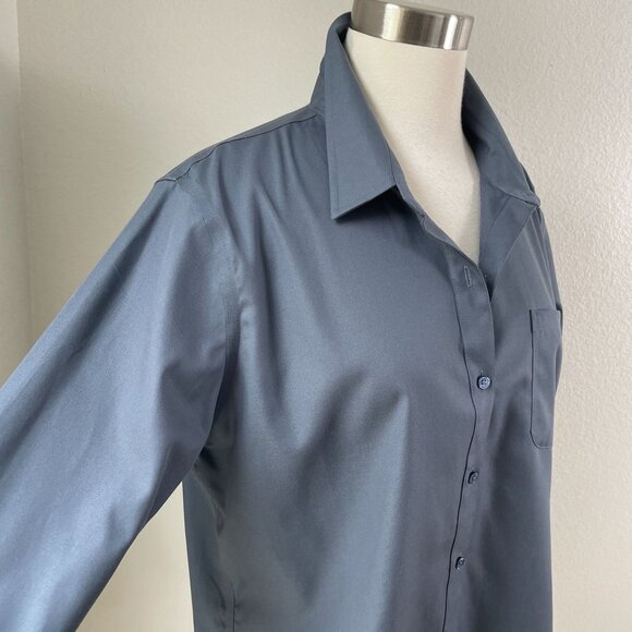 NEW Coldwater Creek Womens Petite Large Anytime No Iron Tunic Top Gray Shirt - Picture 2 of 8